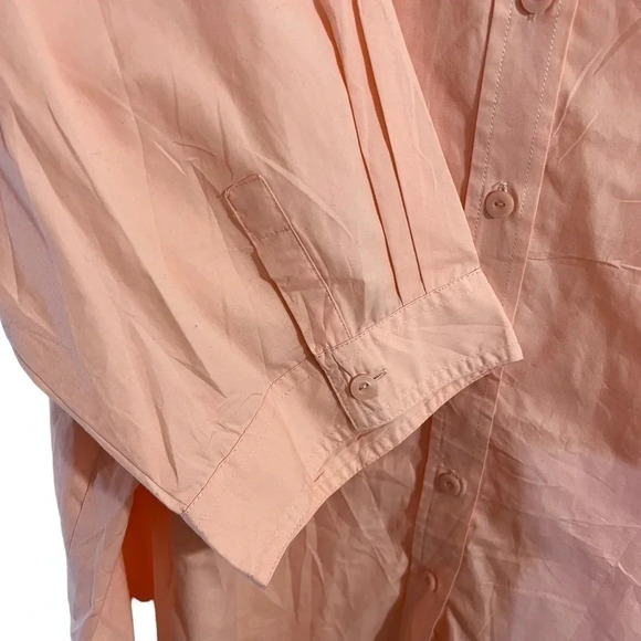 Woman Within Button Up Shirt 3X Peach Pink 3/4 Sleeves Cotton Blend Office Work - Picture 3 of 6